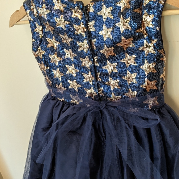 💙⭐ Dorissa Formal Dress Sequin Navy Gold Stars Tulle Girls Size 7 - Picture 7 of 10
